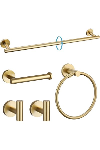 Yelajoy Brushed Gold Bathroom Hardware Set 5 Piece, SUS304 Stainless Steel Ba...
