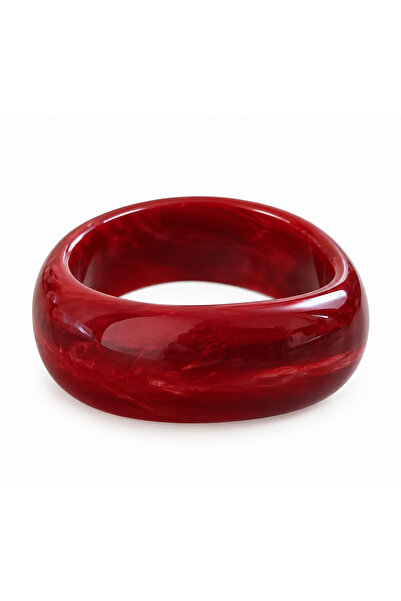 SOLÉORA COAST Kalın Bordo Reçine Bileklik – Parlak Mermer Desenli Kemik Bangle
