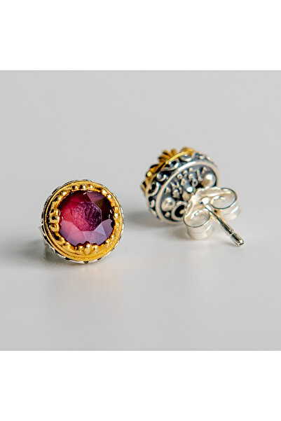 Peach Jewelry Αργυρά Σκουλαρίκια Ασήμι 925 Με Ημιπολύτιμες Πέτρες Επιχρυσωμέν...