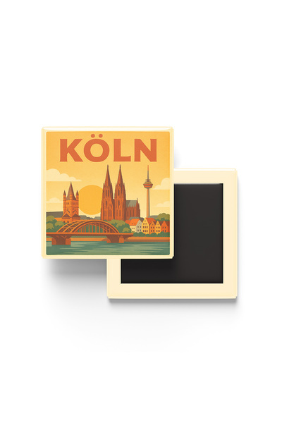 iBerk 9x9 cm Buzdolap Magneti - Köln Nordrhein-Westfalen Almanya - Kare