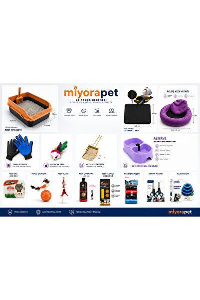 miyorapet 20 PARÇA KEDİ BAKIM SETİ