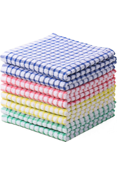 Generic Brand Set of 8 kitchen towels, dishcloths, 30 x 30 cm, Cotton, multic...