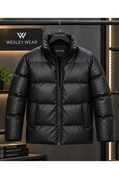 wesley wear Men's Inflatable Leather Coat