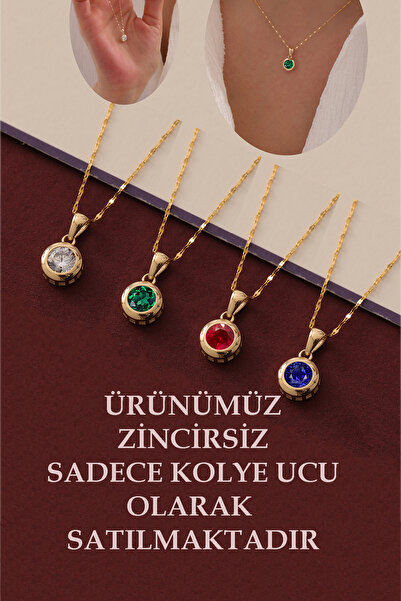 Cemre Gold 14 Ayar Altın Tek Taş Kolye Ucu