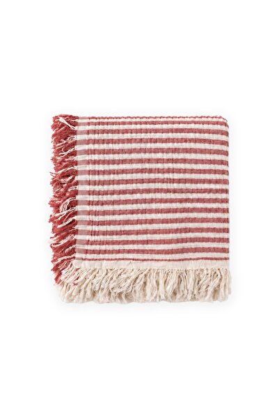 Cigit Four Layer Muslin Tassel Blanket 80X120 cm Red Striped