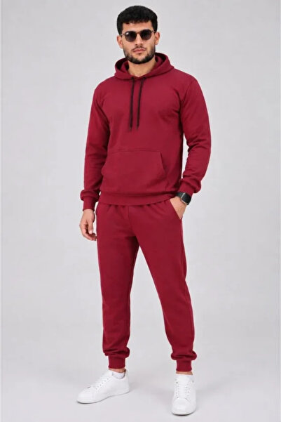 Viyamo Men's Two-Thread Hooded Sweatshirt with Kangaroo Pocket Jogger Pants B...