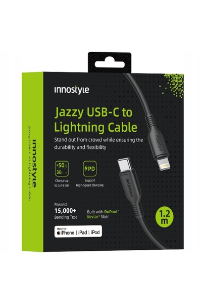 Innostyle Cablu de încărcare rapidă USB-C Lightning MFi pentru iPhone Kevlar 1M