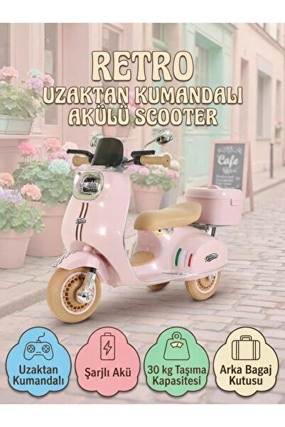 Tıfıl Toys Vespera Pierro Uzaktan Kumandalı 6V Pembe Led Işıklı Arka Sepetli ...