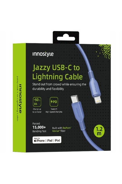 Innostyle Cablu de încărcare rapidă USB-C Lightning MFi pentru iPhone Kevlar 1M