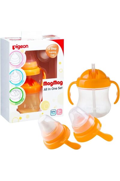 Pigeon Magmag All In One Set, Leak Proof, Spill Proof, Bpa Free, Orange