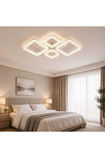 luminisled Lustră LED cu patru pătrate, iluminare RGB, 400W