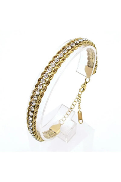 Peach Jewelry Βραχιόλι με τριπλή στριφτή αλυσίδα και Σειρά Ζιργκόν, από Ανοξε...