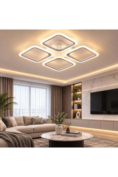 luminisled Lustră LED cu patru pătrate, iluminare 250W