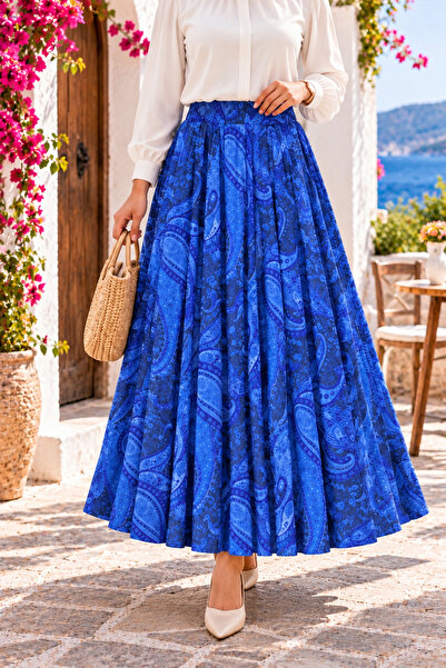 Beyome Women's Pleated Skirt 38-40-42-44-46-48-50-52 Size Compatible Elastic ...