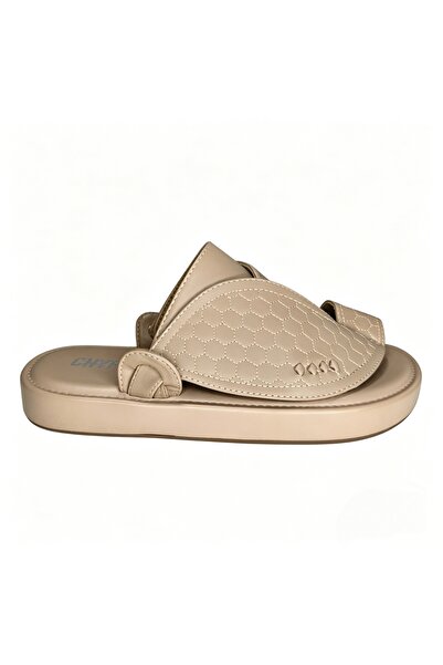 WUXIAO MALL Men Arabic Style Quilted Toe‑Loop Slide Sandals, Platform PU Leat...