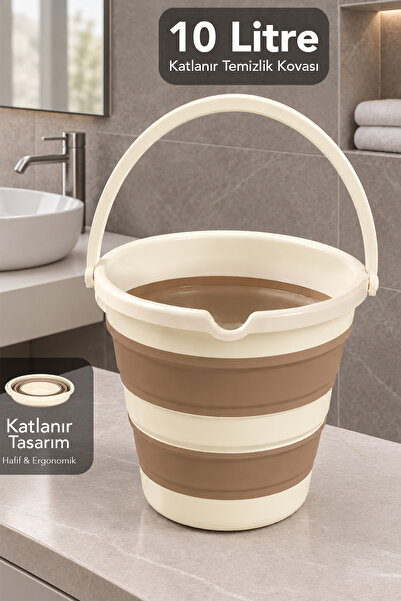Meleni Home 10Lt Katlanabilir Su Kovası - Silikon Taşınabilir Pratik Banyo Su...