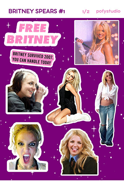 Britney Spears Temalı Sticker Seti 16 Adet Suya Dayanıklı Etiket, Ajanda, Journal, Bullet Journal, Laptop, Tablet, Defter Sticker
