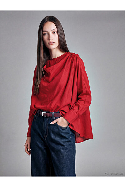 LC Waikiki Quality Pieces from Çelebi Store Draped Roba Collar Gathered Blouse