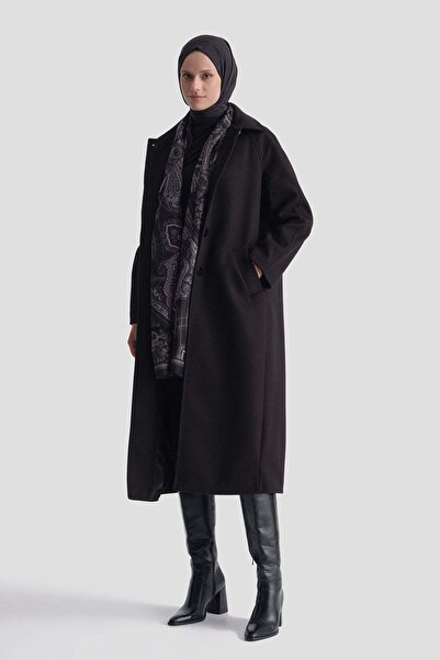Armine Oversize Kaşe Manto Siyah