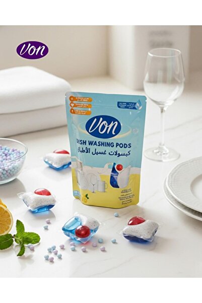 VON 30-PCS Dishwasher Detergent Pods Pack of 3 – Lemon Fragrance, Deep Cleani...