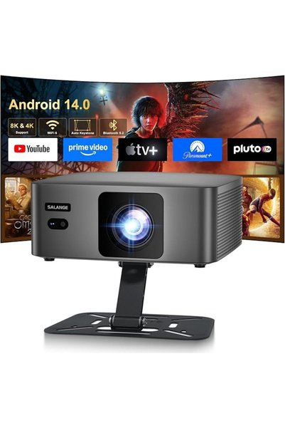 Salange جهاز عرض ذكي صغير P60Pro بدقة 1080P أصلية، يعمل بنظام أندرويد 14 مع تطبيقات مدمجة