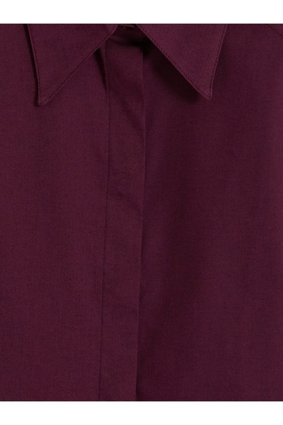 Lavanta Tekstil Beli Belted Women's Shirt - Plum