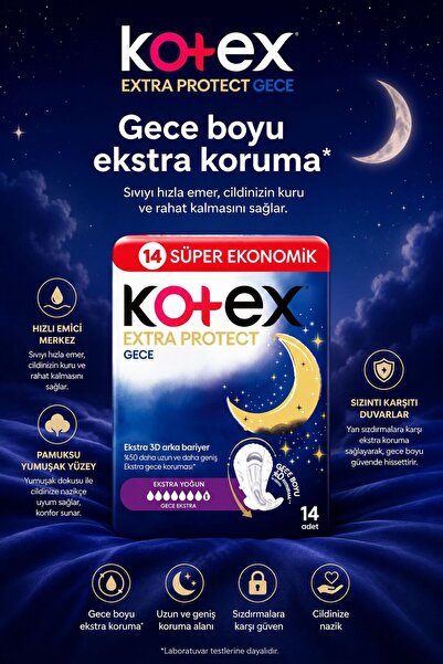 Kotex Extra Protect Gece Hijyenik Ped 14'lü
