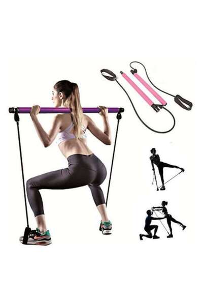 dalimag HERUSI Bară de Pilates Portabilă cu Bandă Elastică, Negru, Compactă