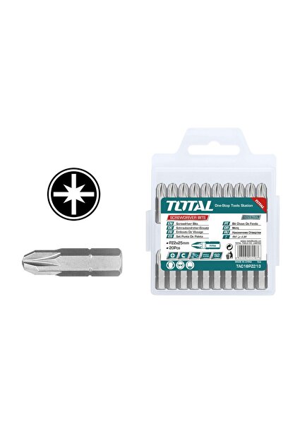 TOTAL Μαγνητικές Μύτες Σταυροειδείς PZ2 25mm 20 τεμάχια (TAC16PZ213)