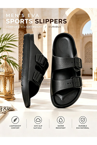 Generic Brand Men EVA Sports Slide Slippers Double Adjustable Buckle Straps S...