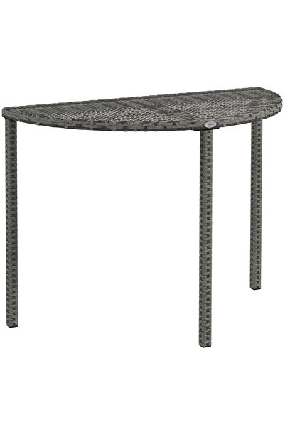 Generic Brand Masă de balcon, semicirculară, din poliratan și metal, 100x50x7...