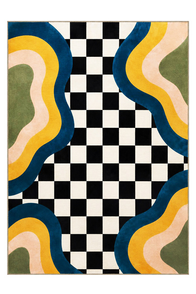 Rugs Modern Halı Eta Geometric Waves Patterned Woven Base Decorative Carpet E...
