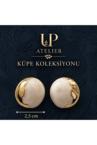 Up Atelier Gold Detailed Oval Earrings 2.5cm