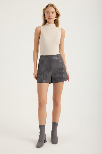 HomeStore Sequined Side Zipper Shorts
