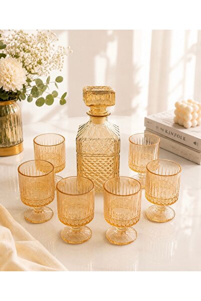 GIA'S WORLD Set of 6 glasses 200ml + bottle 1000ml Gift set - housewarming gi...