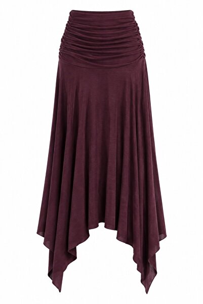 Laluvia Plum Waist Draped Asymmetrical Skirt - 2Y3366