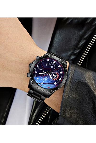 WLISTH Men Steel Band Sports Watches Fashion Quartz Wristwatch Business Wrist...