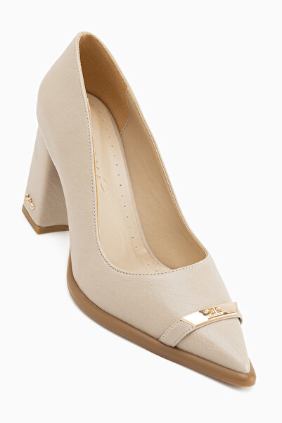 Limoya Carissa Beige Buckle Women's Heeled Shoes