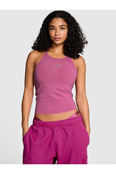 PINK All Day Pamuklu Halter Yaka Üst
