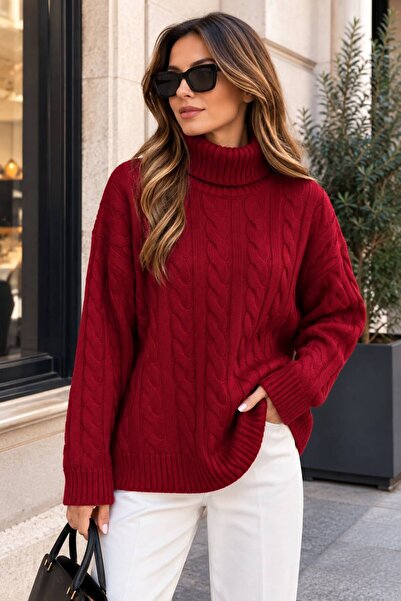 RD MİSSTANBUL COLLECTİON Saç Örgü Desen Yarım Balıkçı Triko