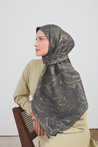 Silk Home Twill İpek Büyük Boy Eşarp Koyu Yeşil
