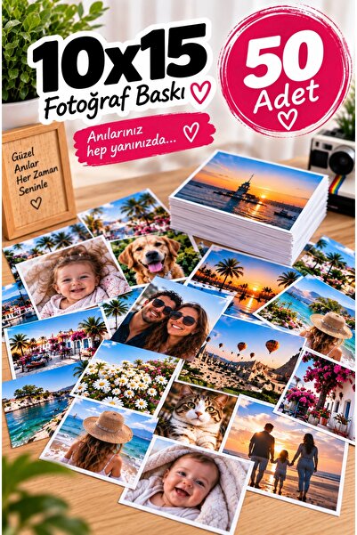 50 Adet Fotoğraf Baskı 10x15 cm