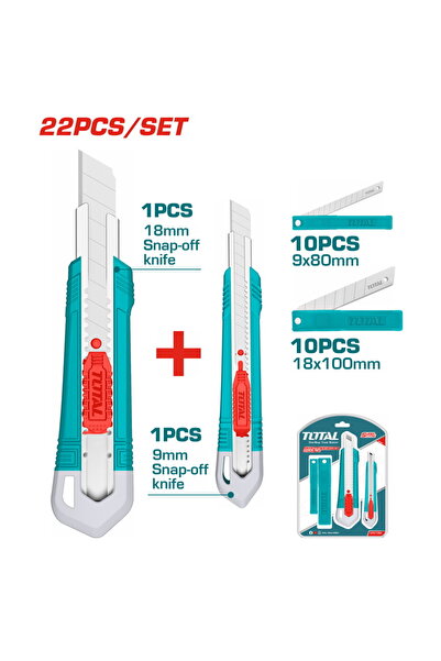TOTAL Σετ Μαχαιριών 2 τεμαχίων + (10+10 Λεπίδες) (THT511022)