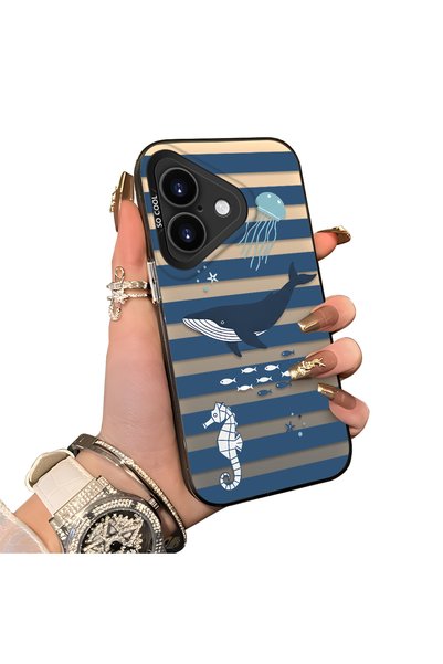 ucuc حافظة متوافقة مع هاتف iPhone 16 بتصميم حيوانات بحرية وحصان البحر والحوت،...