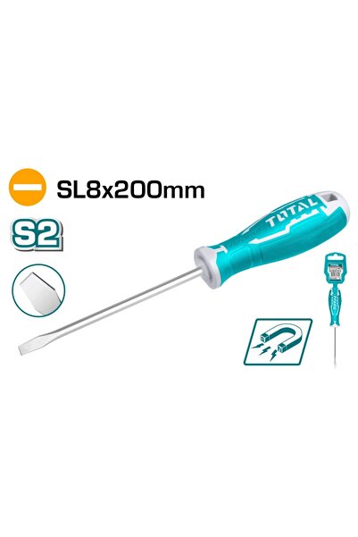 TOTAL Μαγνητικό Κατσαβίδι Ίσιο SL 8 X 200mm (THT268200)