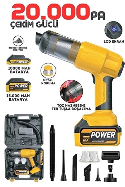 zamerya 25.000mah Çift Bataryalı Auhma 20.000pa Ultra Çekim Güçlü Çantalı Ara...