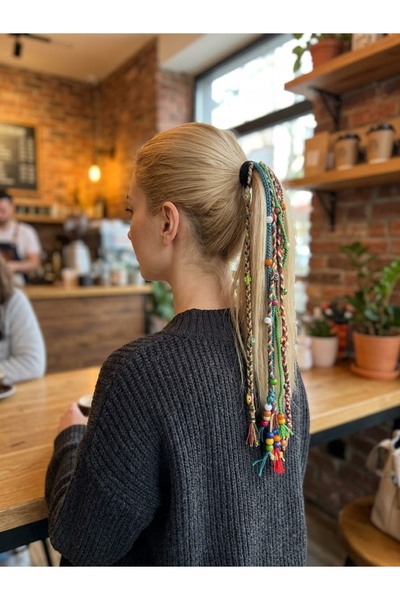 Tasarım Kişiye özel el yapımı boncuk detaylı rasta bohem toka