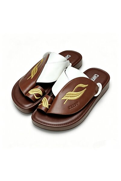 WUXIAO MALL Men's Arabian-style colorful checkered leaf embroidered slippers,...