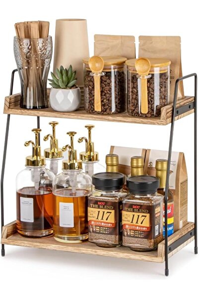 GENERAL Spice Rack Organizer,2 Tier Wooden Kitchen Countertop Organizer,Count...