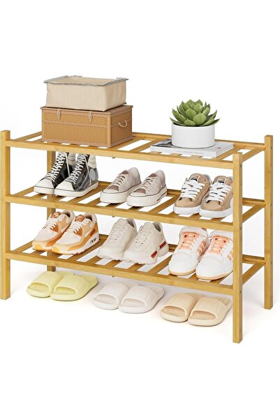 Kitsure 3-Tier Stackable Bamboo Shoe Organizer, 68.07×27.94×48.01cm